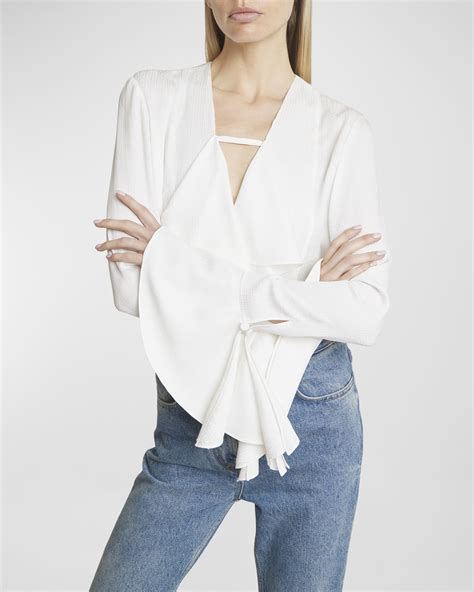 givenchy ruffled blouse|Givenchy 4G Logo Silk Ruffle Blouse .